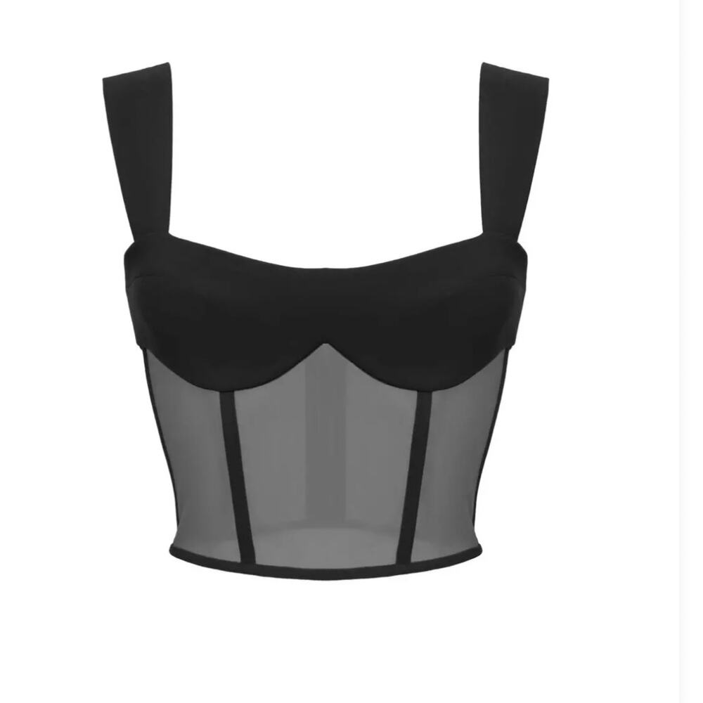 Rozie Corsets Tulle Bustier Push Up Corset Top 38 Small Black
